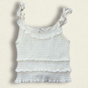 white ruffled crop top